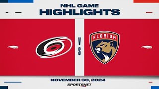 NHL Highlights  Hurricanes vs Panthers  November 30 2024 [upl. by Rtoip]