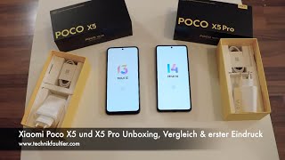 Xiaomi Poco X5 und X5 Pro Unboxing Vergleich amp erster Eindruck [upl. by Arais]