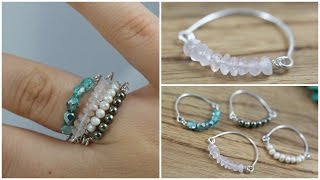 DIY Bead amp Wire Stacked Rings Jewelry Tutorial [upl. by Kaine]