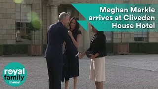 Meghan Markle arrives at Cliveden House Hotel with Mum ahead of Royal Wedding [upl. by Reider]