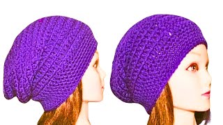 How To Crochet Easy Slouchy Hat  DIY Crochet Beanie [upl. by Benedicto344]