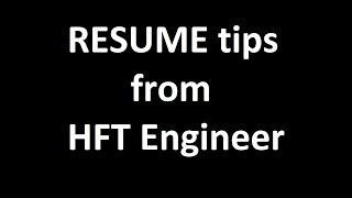 RESUME tips from HFT Engineer [upl. by Kirbie182]