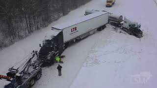 02172021 Lonoke AR  Fresh Snow Causes Slowdowns Which Cause More Accidents  Drone [upl. by Aigil506]