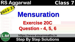 Mensuration  Class 7 Chapter 20 Exercise 20C Question 4  6  RS Aggarwal  Learn Maths [upl. by Lrat841]