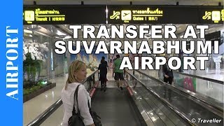 TRANSFER AT SUVARNABHUMI Airport in Bangkok  Transfer Walk to Connection Flight  Transit Walk [upl. by Raine]