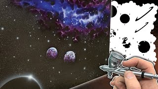 Airbrushing a Space Scene using AirShot Stencils [upl. by Ern]