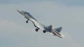 MAKS2021 Airshow — Sukhoi Su57 5gen Jet Fighter [upl. by Calore747]