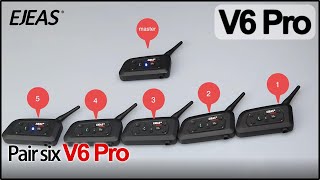 EJEAS V6 Pro  Pair six V6 Pro  motorcycle helmets bluetooth intercom [upl. by Alleiram]