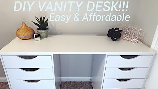 DIY VANITY DESK  Easy amp Affordable [upl. by Atteugram]