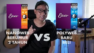 senar gitar acoustic elixir nanoweb vs polyweb review [upl. by Miahc]