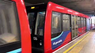 B07 DLR stock pulling into Lewisham Station [upl. by Hardunn]