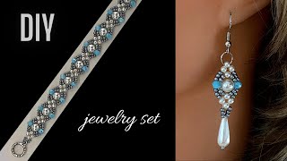 beaded bracelet beaded earrings jewelry making tutorial [upl. by Anesuza]