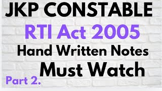 RTI Act 2005  Jkp Constable  Jkssb Exams  part 2 [upl. by Anees21]