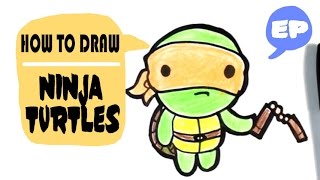 How to Draw Michaelangelo from Ninja Turtles  Chibi  Easy Pictures to Draw [upl. by Dina]