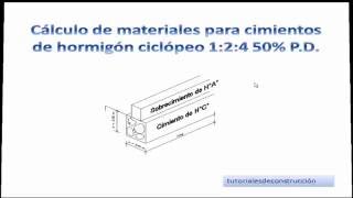 2 Calculo de materiales de construcción para cimientos de hormigon ciclopeo 124 50 PD TCICM2 [upl. by Htebezile507]