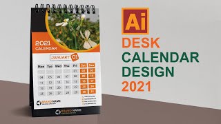 How to Make Desk Calendar Design 2021 Adobe Illustrator [upl. by Lede868]