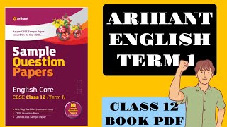 Arihant English Term 1 sample paper class 12 book pdf [upl. by Idolem]