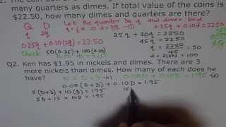 Linear Systems Coins and Money Word Problem  MPM2d [upl. by Rocher]