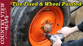 Fixing Flat Tractor Tire and Repainting the Wheel [upl. by Nelyag]