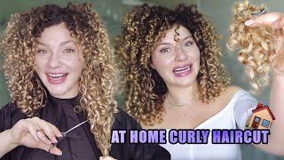 I WENT SHORT AGAIN AT HOME DIY CURLY HAIRCUT [upl. by Kistner447]