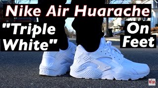 Styled amp Profiled  The Nike Air Huarache quotTriple Whitequot [upl. by Earehc126]