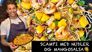 Scampi med nudler og mangosalsa [upl. by Elora]