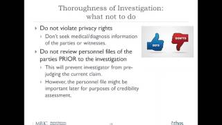 Webinar The DOs and DONTs of Conducting Workplace Investigations 1 [upl. by Gillett]