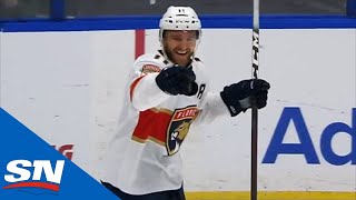 Jonathan Huberdeau Bangs In Goal With Just 7 Seconds Left In Period Against Lightning [upl. by Blight285]