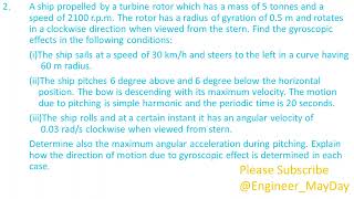 Question Solution on Gyroscopic Couple and Precessional Motion Part 3 [upl. by Ynahpit437]