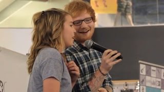 Ed Sheeran Surprises 13YearOld Fan by Joining Her Mall Performance [upl. by Ycat957]