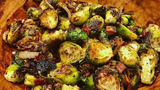 Crispy Brussel Sprouts amp Bacon SO Easy amp SO TASTY [upl. by Eimmac720]