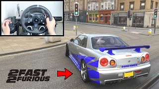 Forza Horizon 4 Paul Walker Nissan Skyline R34 GTR Steering Wheel  Shifter Gameplay [upl. by Aniles223]