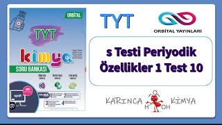 Orbital Yayınları TYT Kimya Soru Bankası s Testi Periyodik Özellikler 1 Test 10 [upl. by Enelie]