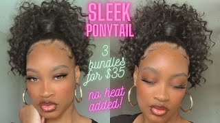 High Sleek curly weave ponytail\ Organique Hair [upl. by Annahsat]