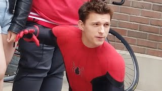 Tom Holland and the Cast of Spiderman Far From Home surprise guests at Disneyland [upl. by Tergram]