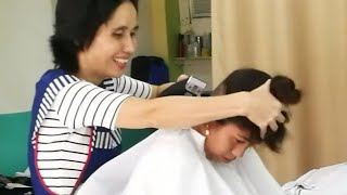 Young girl punishment haircut by her mother ✂️ [upl. by Araihc]