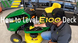 How to Level Mower Deck on John Deere E100 Tractor Style Mower  How to fix mower cutting uneven [upl. by Nostets773]