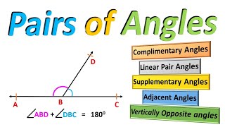 Pairs of Angles Class 7  𝐏𝐀𝐈𝐑𝐒 𝐎𝐅 𝐀𝐍𝐆𝐋𝐄𝐒  Pair of Angle bisectors  Pairs of Angles Class 9 [upl. by Ilyak928]