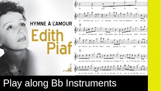 Edith Piaf  quotHymne à lamourquot BbInstrument Sheet Music [upl. by Gweneth]