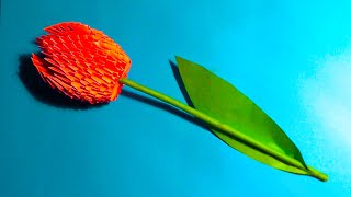 How to make a paper 3D origami flower tulip tutorial instruction [upl. by Groves358]