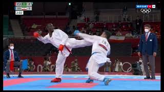 NOCAUTE NO KARATE OLIMPÍADAS DE TÓKYO  KUMITE 75Kg SAJAD GANJZADEH  IRA VS TAREG HAMEDI  KSA [upl. by Sandstrom805]