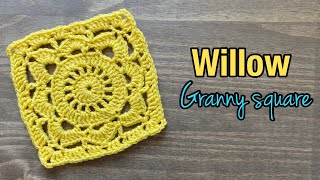 How to Crochet Willow Granny Square Lacey flower granny square Beginner friendly [upl. by Solhcin]