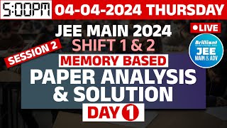 JEE MAIN 2024  Session 2  Shift 1 amp 2  Memory Based  Paper Analysis amp Solution [upl. by Seitz]