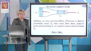 Fizyka I odc 58  Dynamika cieczy Prawo ciągłości [upl. by Orihakat]