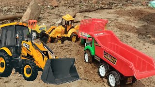 JCB 5CX Backhoe Truck Dumper Tipper Loading MudHMT Tractor Loading toy kids video [upl. by Eisdnil311]