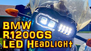 BMW R1200GS LED headlight upgrade  installation [upl. by Edijabab]