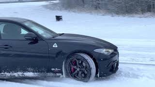 Alfa Romeo Giulia Quadrifoglio fun in Snow [upl. by Hamann]