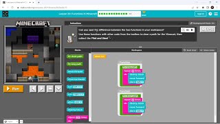 L2013 Codeorg  Express2021  Lesson 20 Functions in Minecraft  level 13 [upl. by Statis]