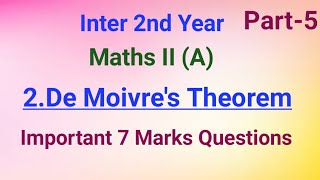 Inter 2nd YearMaths II A2 De Moivres TheoremPart5Important 7 Marks Questions [upl. by Hcelemile]