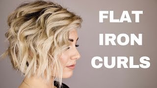 HOW TO CURL WITH A FLAT IRON  short hair [upl. by Nielson]